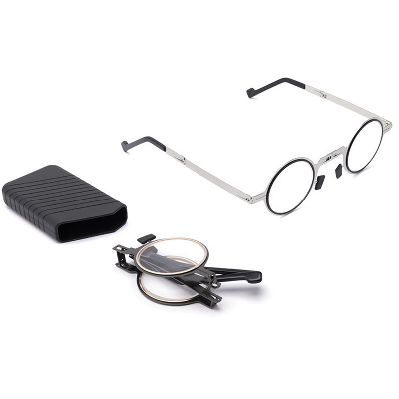 Blocking Reader Anti Blue Light Round Reading Glasses Foldable Ultra Thin Unisex Metal Eyeglasses