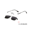 2 In 1 Men Magnet Clip on Glasses Rimless Optical Prescription Eyewear Frames Eyeglasses