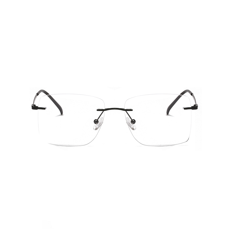 2 In 1 Men Magnet Clip on Glasses Rimless Optical Prescription Eyewear Frames Eyeglasses