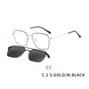 Square Magnetic Clip on Sunglasses for Men Women Metal Frame
