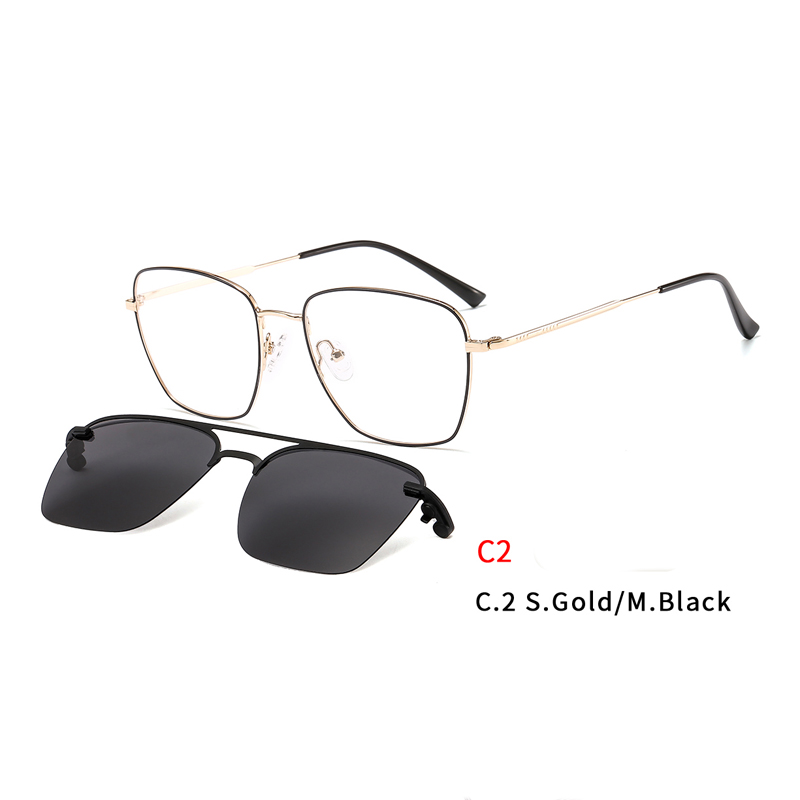 Square Magnetic Sunglasses Clip on for Men Women Metal Frame