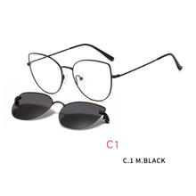 2 In1 Clip On Glasses Frames Magnetic Sunglass Clips Cat Eye Optics Women