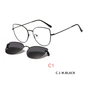 2 In1 Clip On Glasses Frames Magnetic Sunglass Clips Cat Eye Optics Women