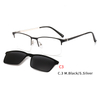 2 In 1 Magnet Clip On Sunglasses Men Metal Square Shades Sun Glasses Optical Myopia Eyeglasses Frame