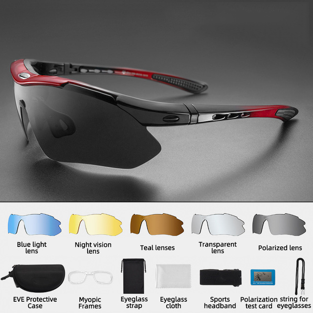 DL-0089 Polarized Sports Men Sunglasses Road Cycling Glasses Mountain Bike Bicycle Riding Protection glasses men Eyewear 5 Lens