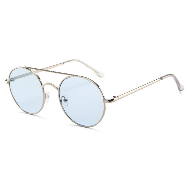 New Trend Sun Glasses Retro Double Beam Eyeglasses Metal Round Frame Sunglasses