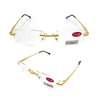 Rimless metal reading glasses for men gold color