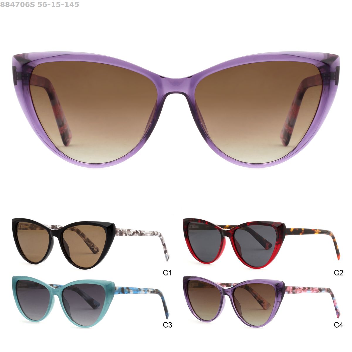 High End Ladies Classic Women Vintage Cat Eye Tac Polarized Lens Acetate Sunglasses