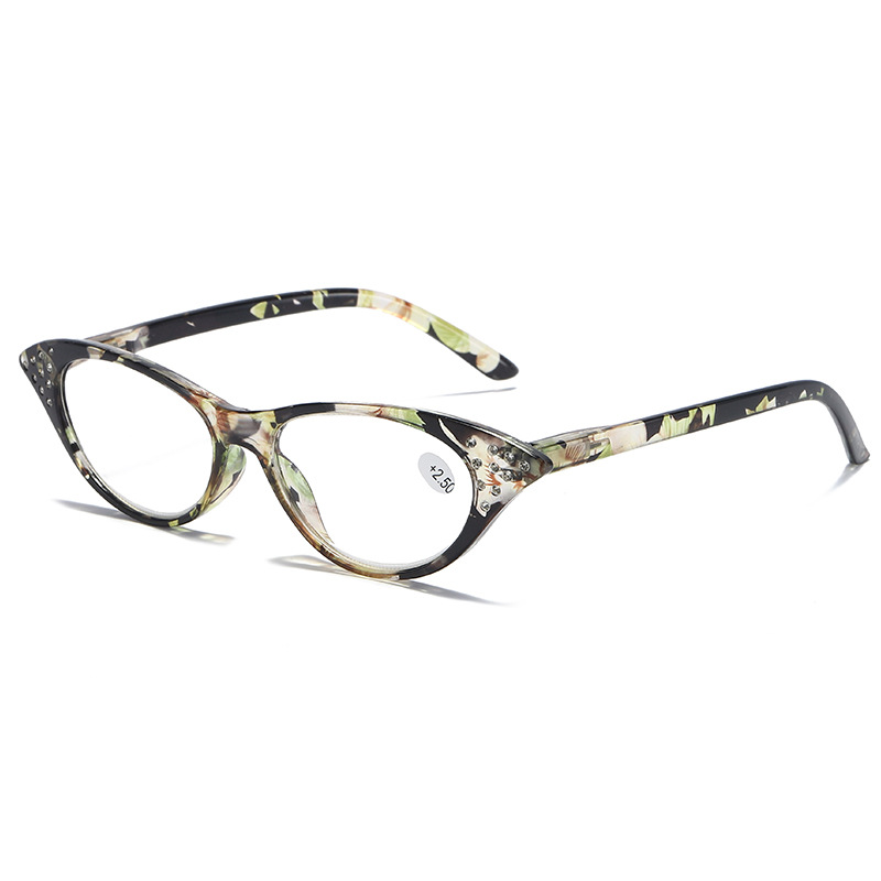 New Reading Glasses Ladies Personality Trend Color Bag Flower Set Diamond Hd Resin Presbyopia Glasses