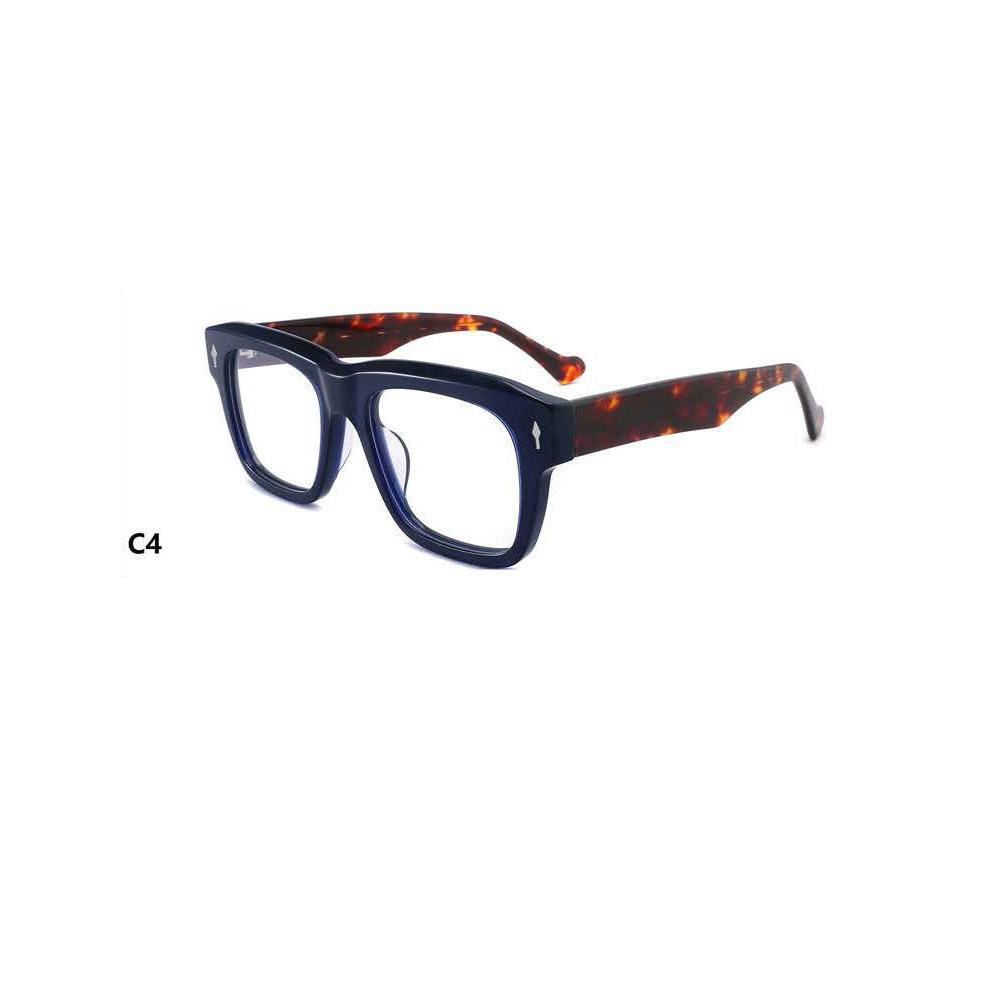 DILICN New Premium Acetate Optical Frame Thick Frame Rivet Style bevel Rectangular 