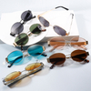 2024 Vintage Women's Punk Fashion Sun Glasses Shades Oval Metal Sunglasses