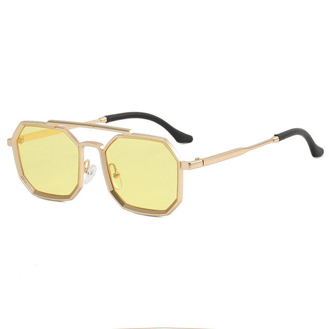 2023 New Men's Steampunk Double Bridge Sunglasses Polygonal Sunglassesrican retro half frame