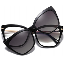 DILICN New Magnetic Clip Glasses, Polarized Lenses, Anti-Blue Light opticalframes Fashion Glasses TR and Metal Materiale 95337 Cat eye frame