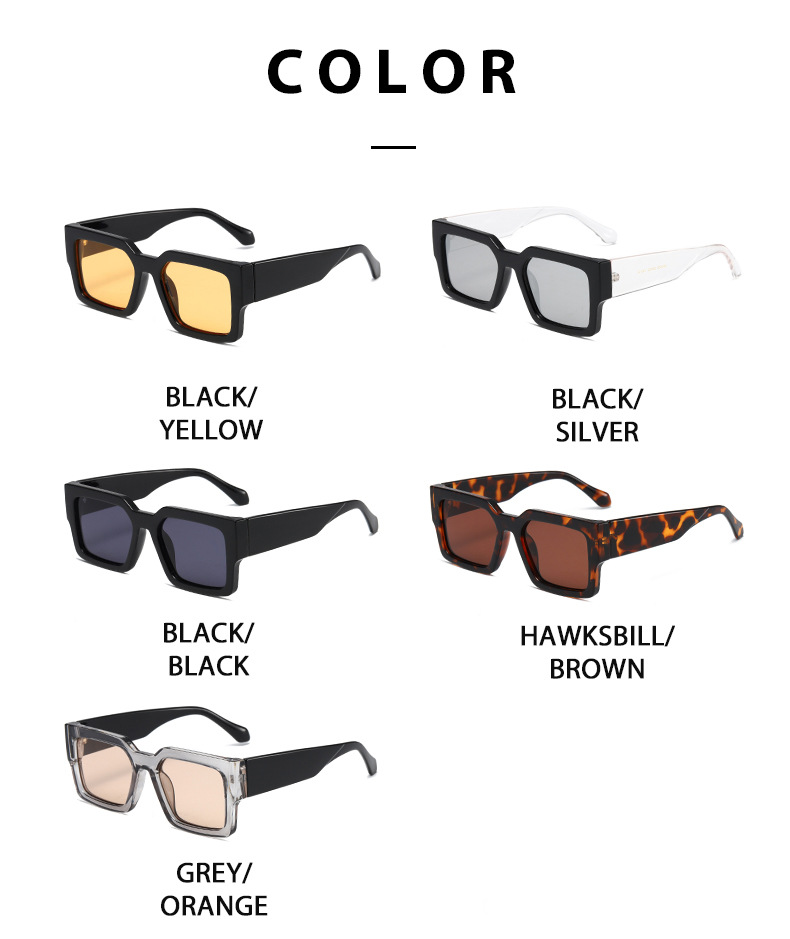 Fashion Black Thick Frame Square Sunglasses Mens Women Outdoor Retro Oversized UV400 Shade Sun Glasses Lentes