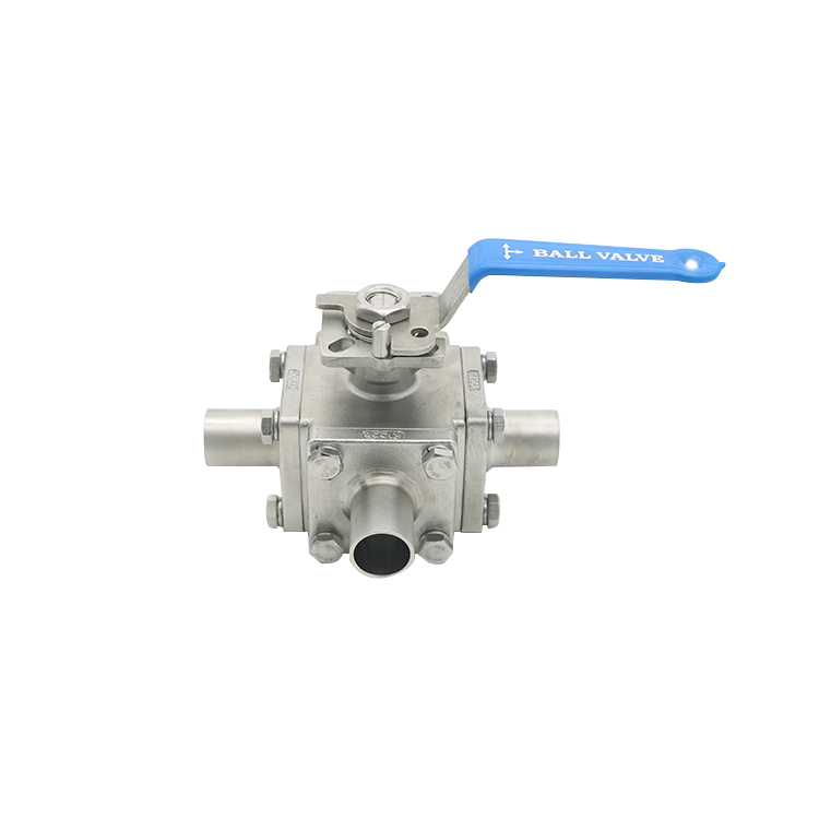 SS304 Sanitary Full Cavity Seat 3 Way High Purity Welded Ball Valve