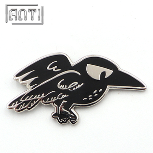 black cool crow zinc alloy hard enamel pin