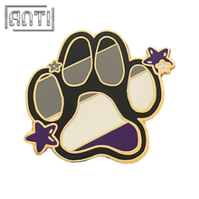 Custom Cartoon Colorful Cute Cat Palm Print Purple Little Star Lapel Pin Metal Craft Hard Enamel Pins For Clothes Bag Gift