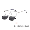 Square Magnetic Clip on Sunglasses for Men Women Metal Frame