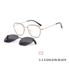 2 in1 Polygon Glasses Frame Magnetic Sunglass Clip On Eyeglasses Prescription Sunglasses Women