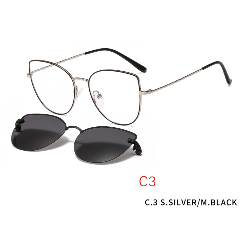2 In1 Clip On Glasses Frames Magnetic Sunglass Clips Cat Eye Optics Women