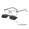 2 In 1 Magnet Clip On Sunglasses Men Metal Square Shades Sun Glasses Optical Myopia Eyeglasses Frame