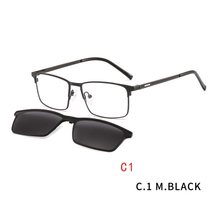 2 In 1 Magnet Clip On Sunglasses Men Metal Square Shades Sun Glasses Optical Myopia Eyeglasses Frame