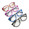 Cheap PC Material Simple Frame with Flower Temples Blue Light Blocking Reading Glasses
