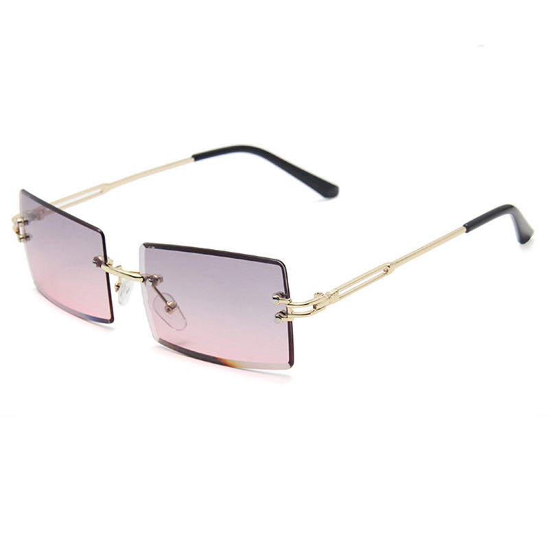 Retro Sunglasses Women Brand Designer Cutting Lens Ladies Shades Frameless Eyeglasses Fashion Rimless Gradient Sun Glasses