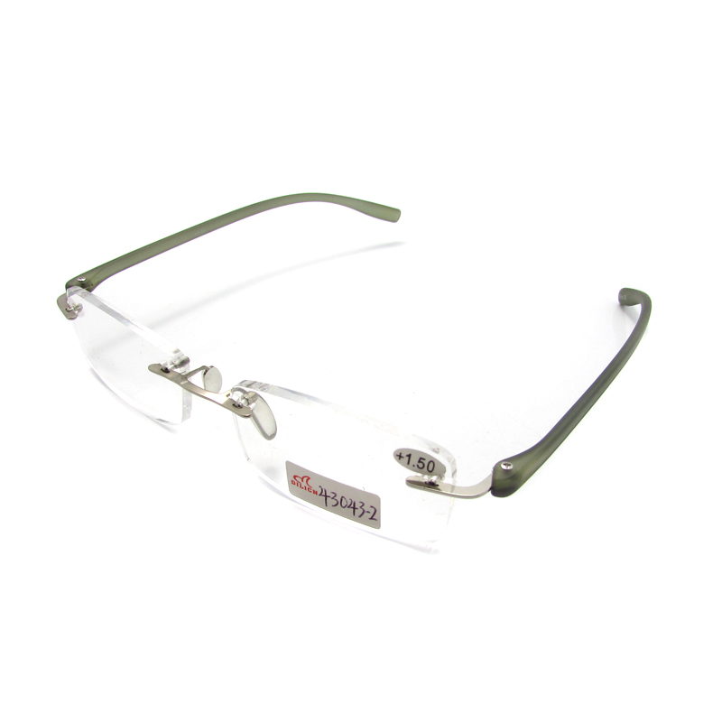 Unisex rimless TR90 temple slim reading glasses 
