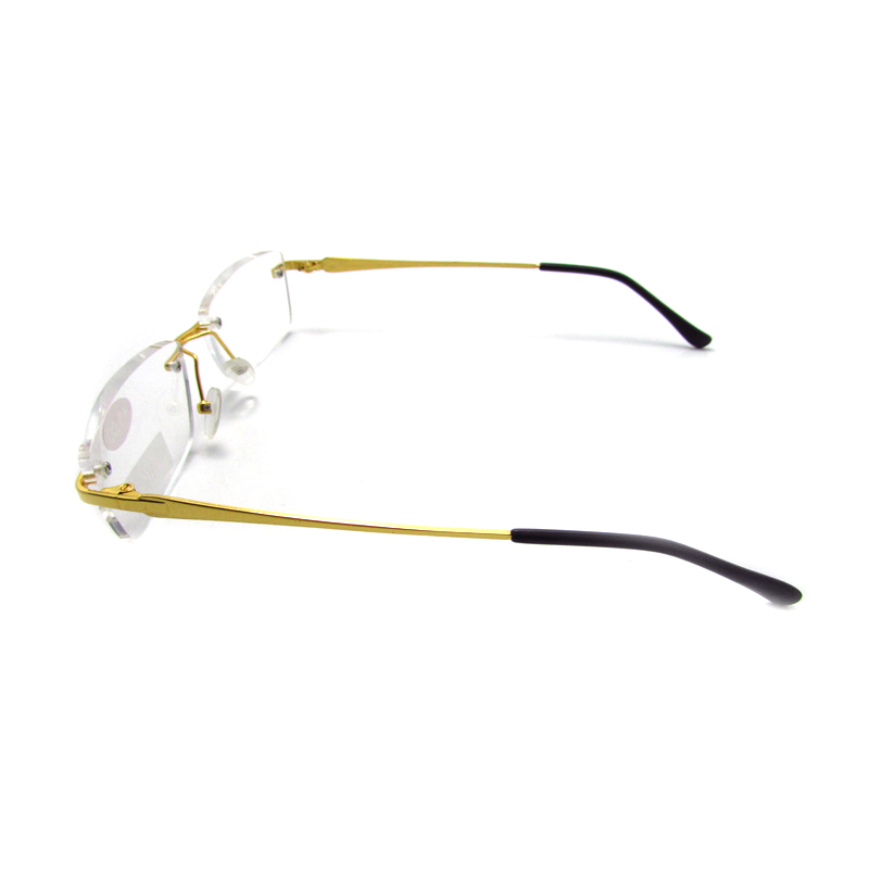 Rimless metal reading glasses for men gold color
