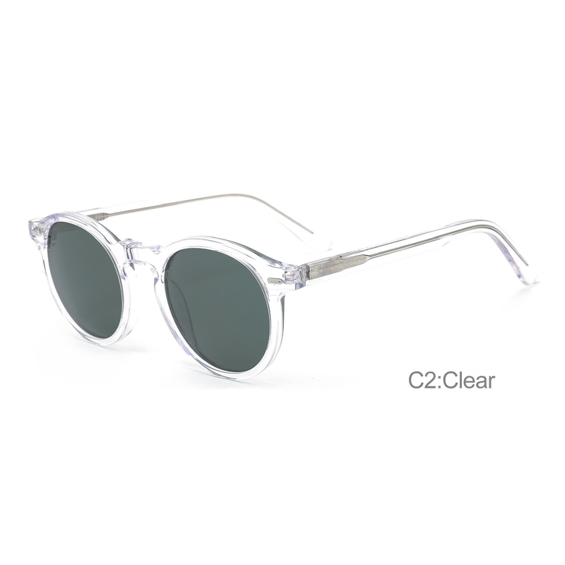 Stock italian acetate retro sunglasses 2022 acetate transparent round sunglass