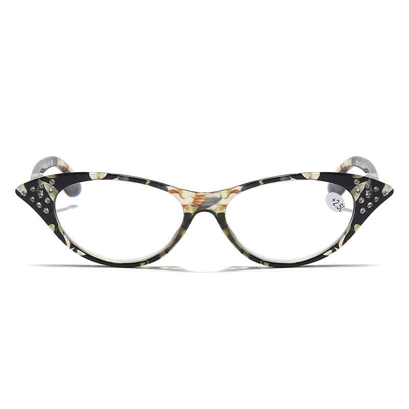 New Reading Glasses Ladies Personality Trend Color Bag Flower Set Diamond Hd Resin Presbyopia Glasses