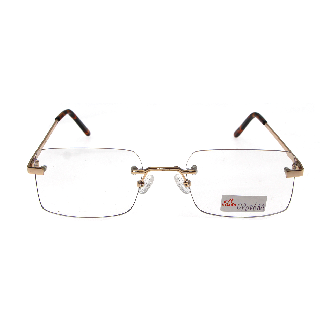 Fashion Beautiful Gold Rectangular Optical Eyeglass Frames Men Rimless Glasses Frames