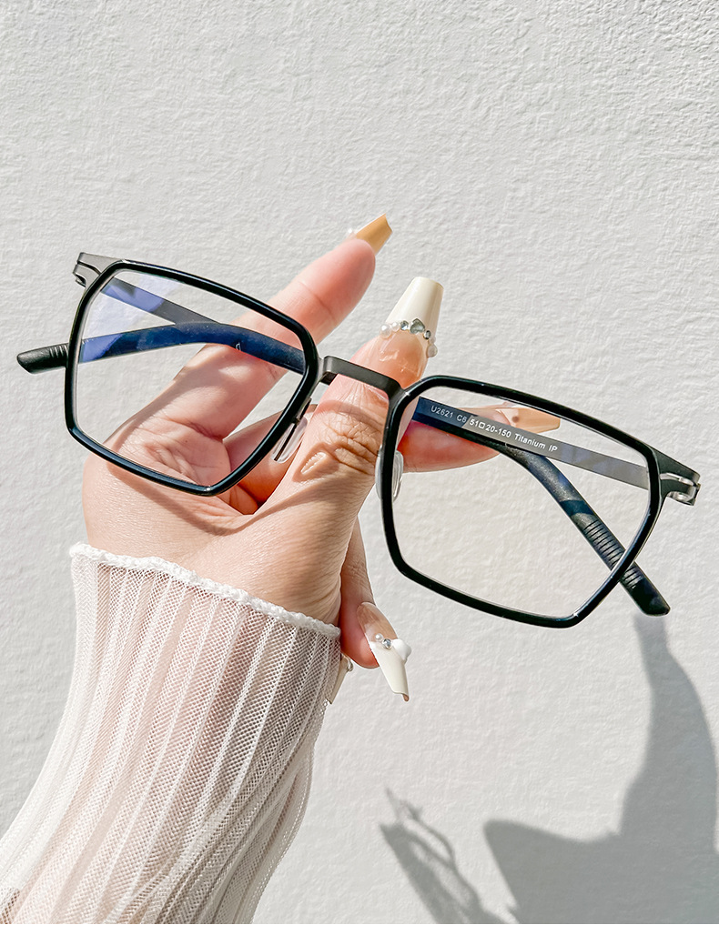 2024 New anti-blue TR90+ pure titanium square frame men's optical frame