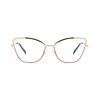 2024 Metal frame anti-blue light optical frame two-color hollow-out cat-eye glasses for women
