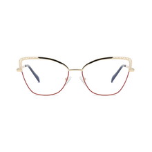 2024 Metal frame anti-blue light optical frame two-color hollow-out cat-eye glasses for women