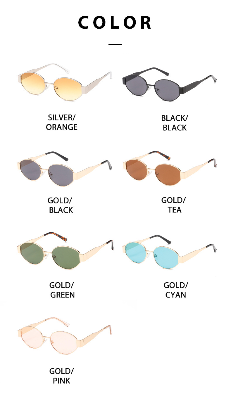 2024 Vintage Women's Punk Fashion Sun Glasses Shades Oval Metal Sunglasses
