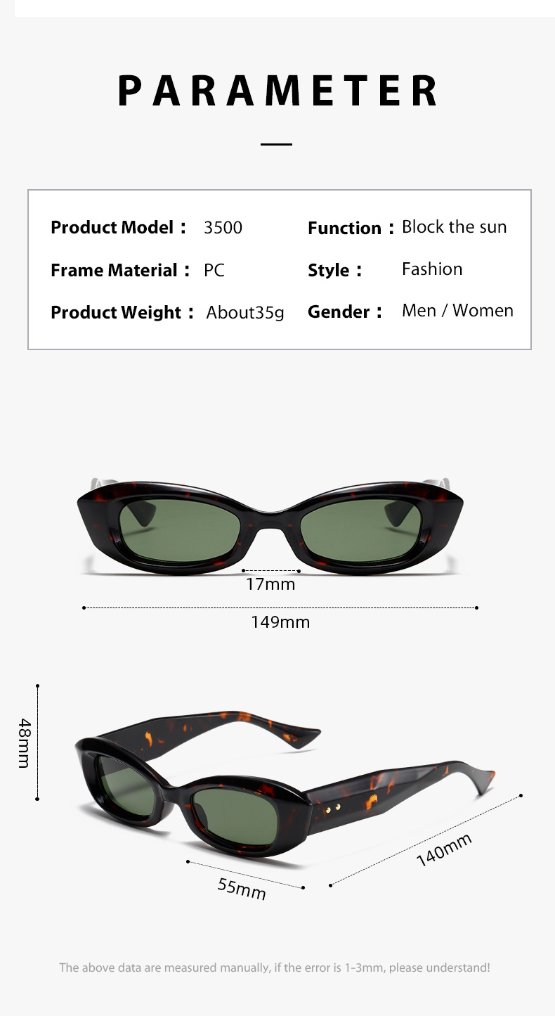 Fashion 2024 Vintage Oval Cat Eye Travel Shades Sunglasses