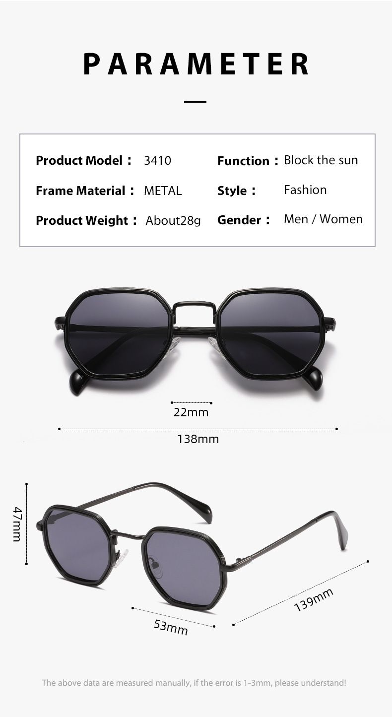 man classic luxury sunglasses high quality metal polygon sunglasses metal vintage frame for women