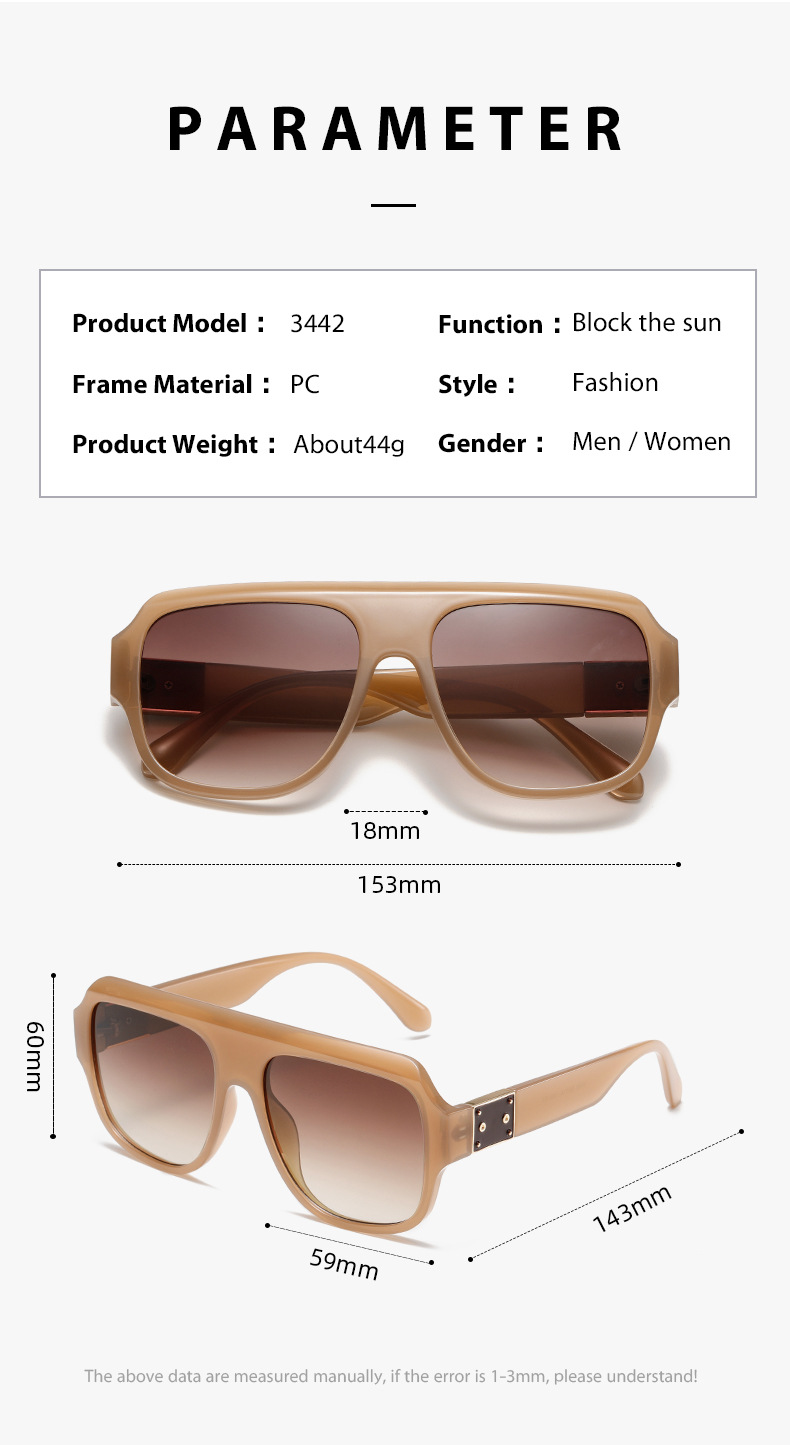 2025 New Luxury Fashion Square Frame Sunglasses Women's Trend Street Photography Classic UV400 Black Sunglasses