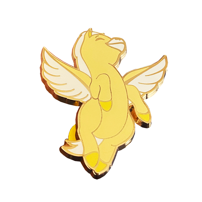 Wholesale manufacturer yellow and white Cartoon shape Cute Pegasus hard enamel zinc alloy lapel pin