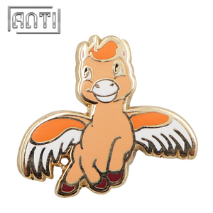 Cartoon Lapel Pin Gold Pegasus Ponies