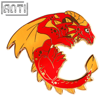 Custom Red Winged Dragon Lapel Pin Art Excellent Design Handsome Cartoon Animals Hard Enamel Gold Metal Design Badge For Gift
