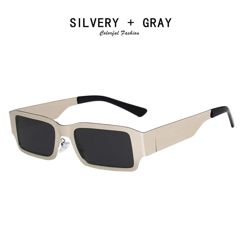 New Sun Glasses Female Hip-Hop Personality Trend Eyeglasses Steel Skin Metal Square Sunglasses
