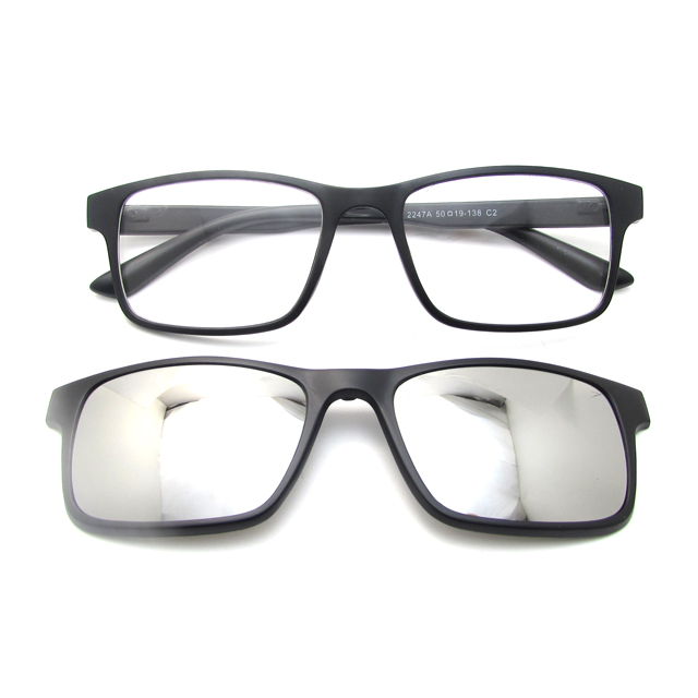 Hot Sale One TR90 Eyeglasses Frame With 5 Magnet Clip on Grey Polarized Lens Fashion Driving Sunglasseswith Bag Wholesale 