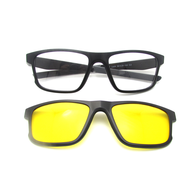 Tr90 4 In 1 Men Women Swappable Magnet Magnetic Lens Clip-On Clips On Polarized Eye Sun Glasses Frame Eyewear Sunglasses