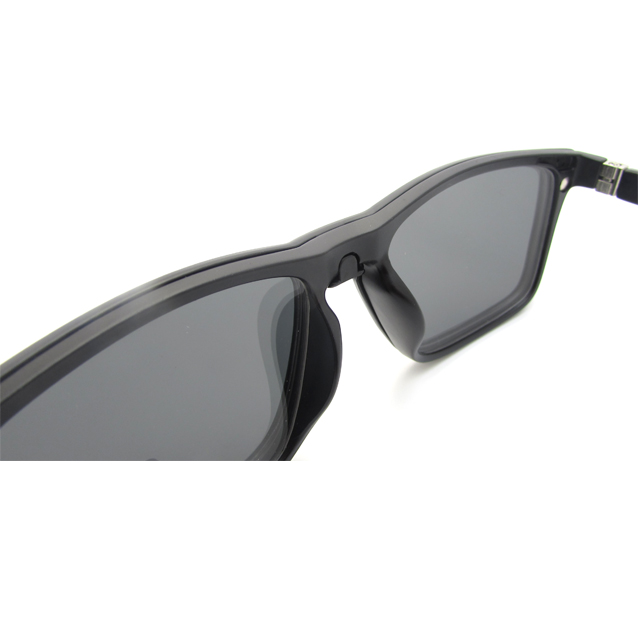 New Black Rectangle Tr90 Magnetic Four In One Clip On Sunglasses Driving Eyeglasses