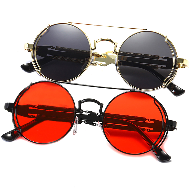 New Style Round Lens Punk Sun Glasses Steampunk Sunglasses UV400 Unisex Metal Gothic Eyeglasses