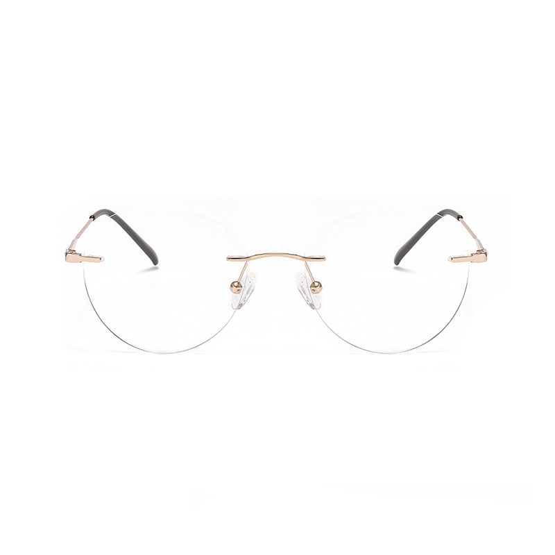 2 In 1 Clip On Sunglasses Rimless Optic Round Glasses Magnet Prescription Glasses Frame for Myopia Lenses