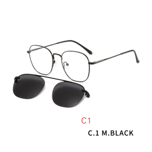 2 in1 Magnet Clip On Glasses Frame Men Prescription Optical Frame Eyeglasses Male Myopia Magnet Clip On Sunglasses